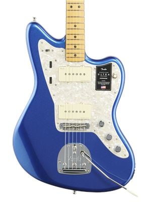 Fender American Ultra Jazzmaster Maple Neck Cobra Blue with Case Body View